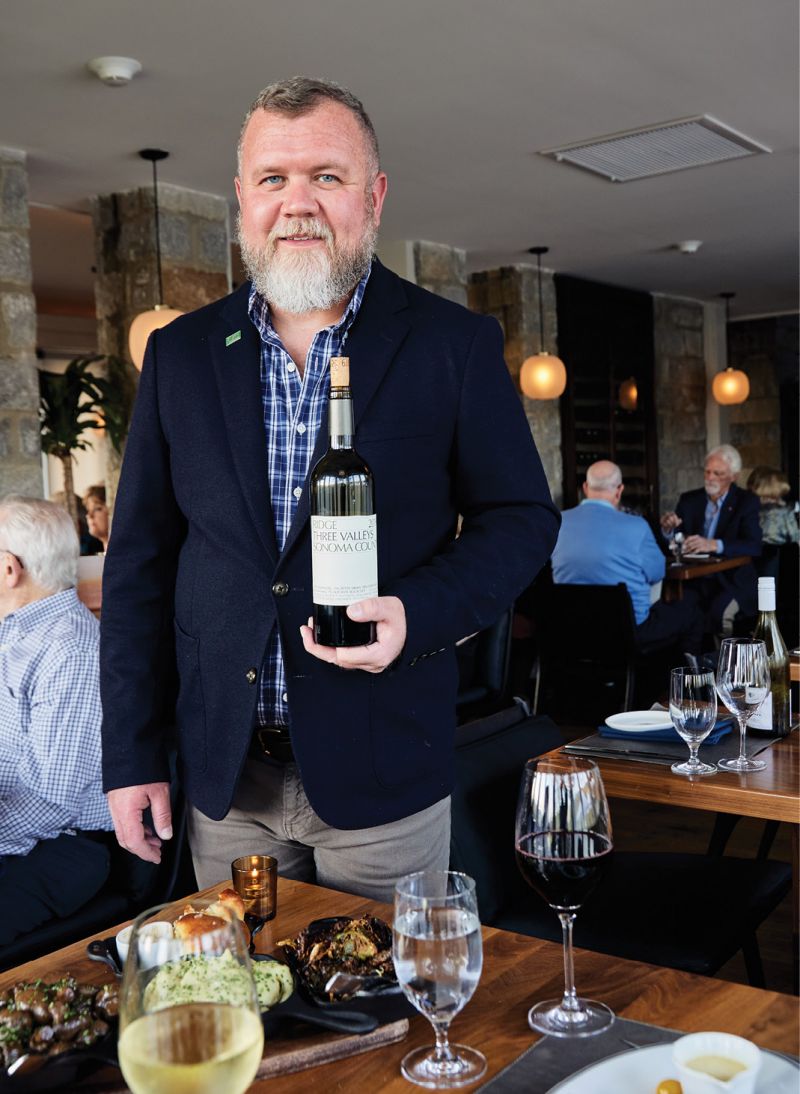 Steak served up with family-style sides of potatoes and mushrooms at Oak Steakhouse in the Skyline Lodge, where McCrady’s alum Colin Bard is the sommelier.
