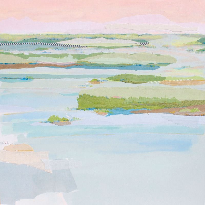 Rose Marsh by Karin Olah (2015; fabric, gouache, acrylic, pastel, and pencil on canvas,