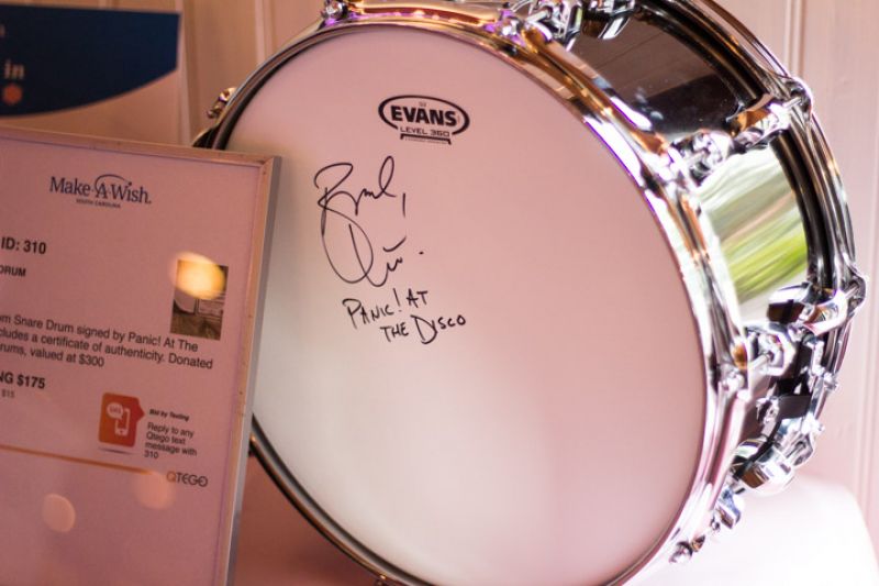A signed drum from Brendon Urie of Panic! at the Disco up for auction