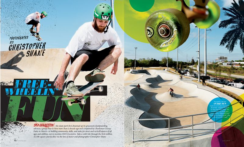 Chris’s latest project for Charleston magazine, “Freewheelin’ Fun,” June 2017