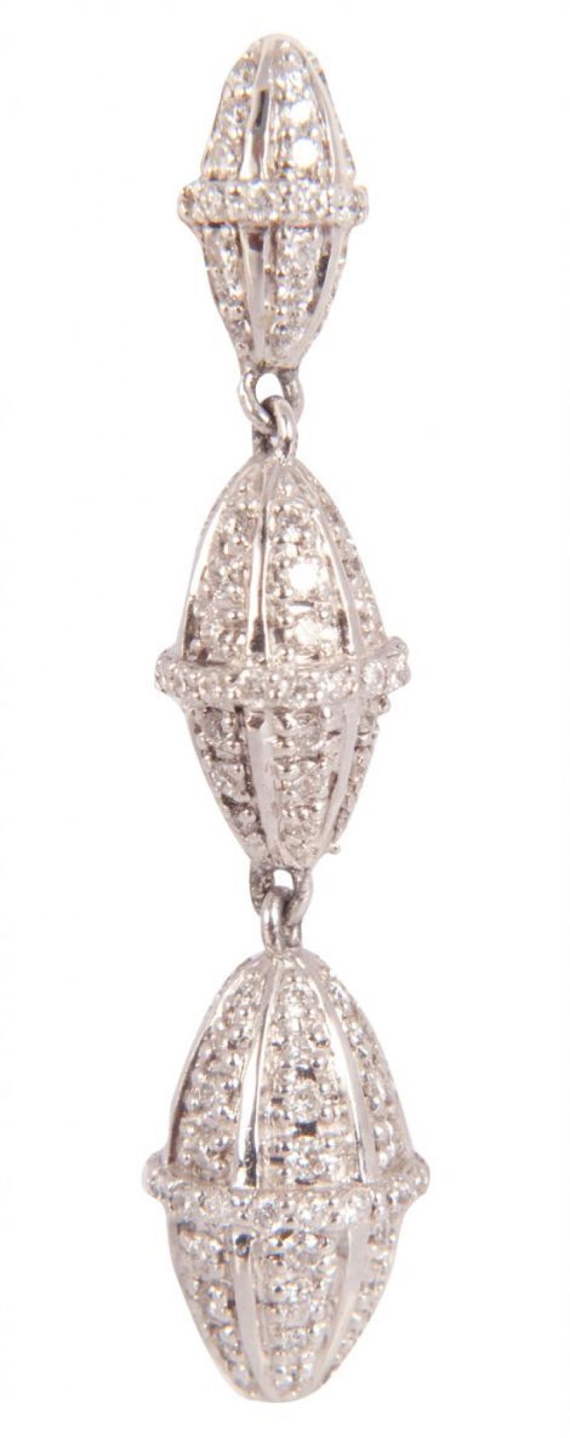 14K white gold earrings with 286 round brilliant diamonds (1.25 TCW), $4,770 at Skatell&#039;s; photograph by Sophia Parker
