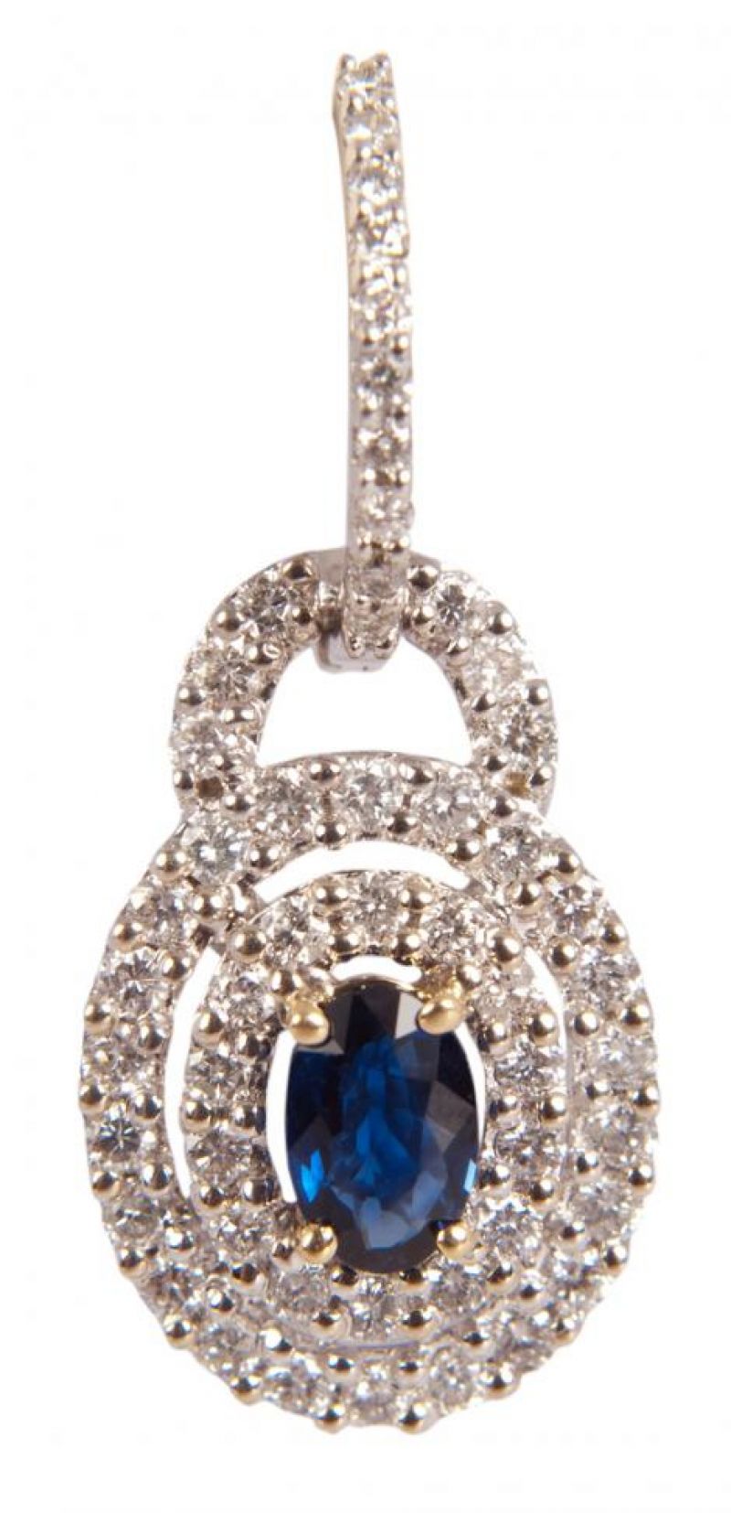 14K white gold earrings with 1.01 cts. sapphires and 1.38 cts. diamonds, $3,250 at Kiawah Fine Jewelry; photograph by Sophia Parker