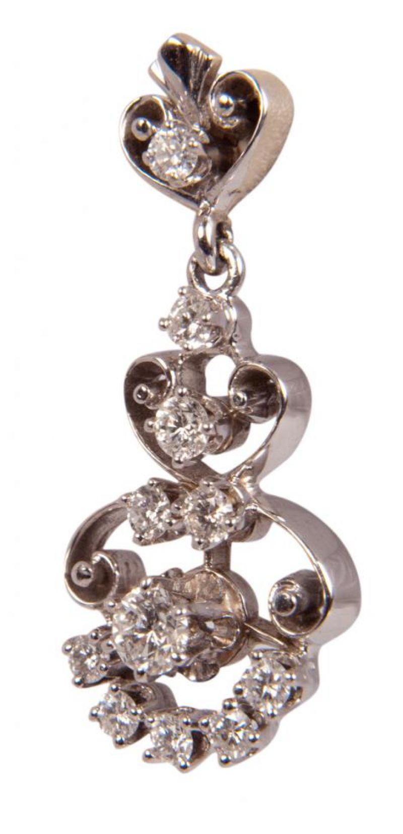 14K white gold earrings with 1 cts. diamonds, $3,150 at Croghan&#039;s Jewel Box; photograph by Sophia Parker