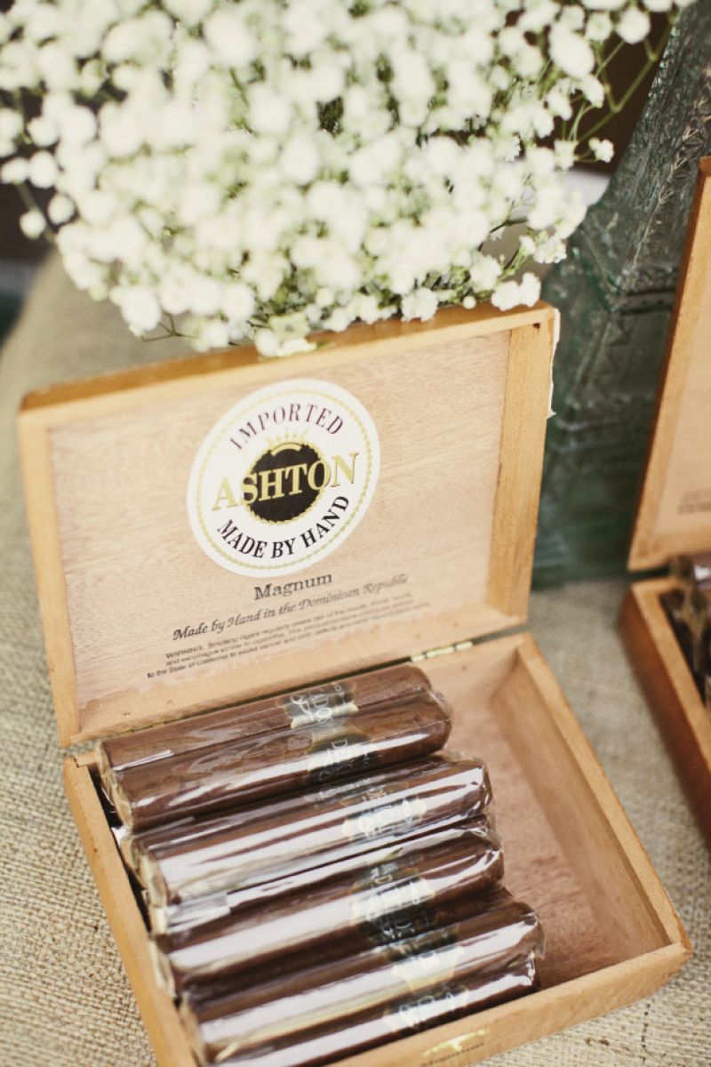 WHERE THERE&#039;S SMOKE: &quot;Jared loves to smoke cigars with his dad,&quot; says Ashton, &quot;so we thought it would be nice for the men to relax, have a drink, and enjoy a cigar at the reception.&quot;