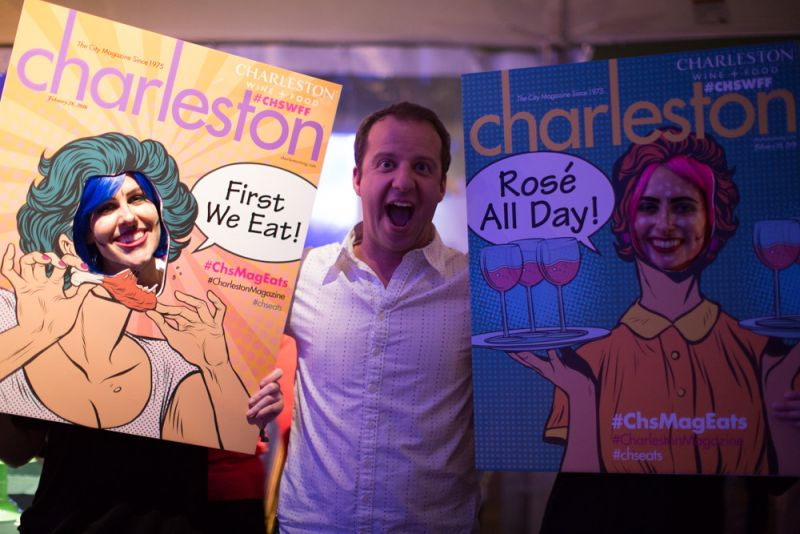 Charleston magazine&#039;s pop art covers made for fun photo ops throughout the evening.
