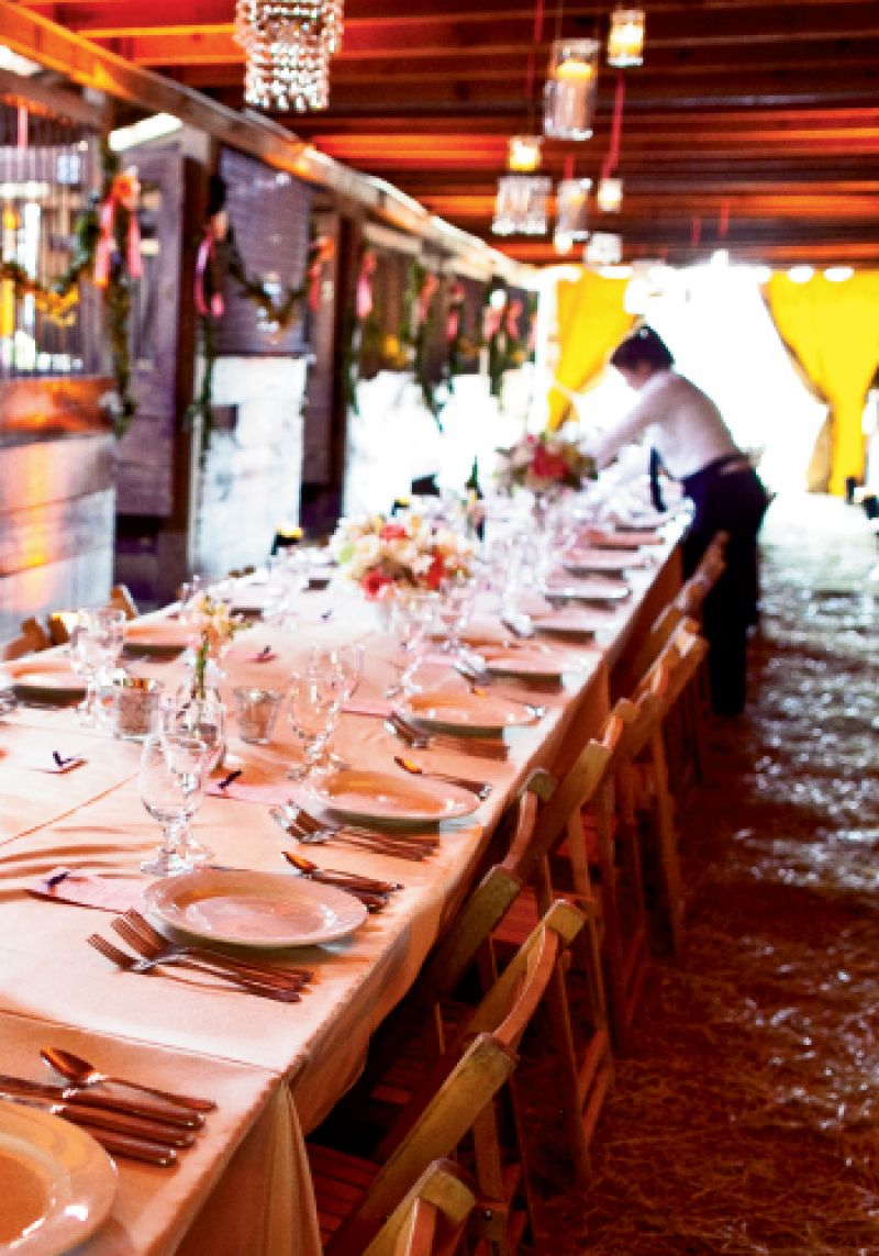 Family Style: Sitting with guests at the long reception table remains one of Sarah’s favorite memories of the day.