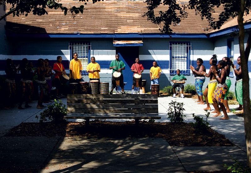 Members of the Djole African Dance and Drum Company