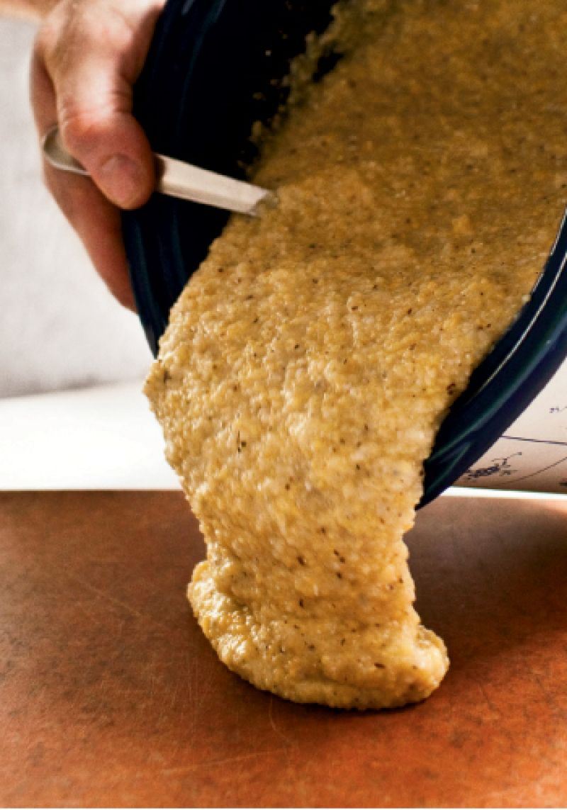 “Cooking polenta—or stone-ground grits—in a crock pot overnight is the easiest way to make it,” says Deihl, who uses Anson Mills Artisan Fine Polenta.
