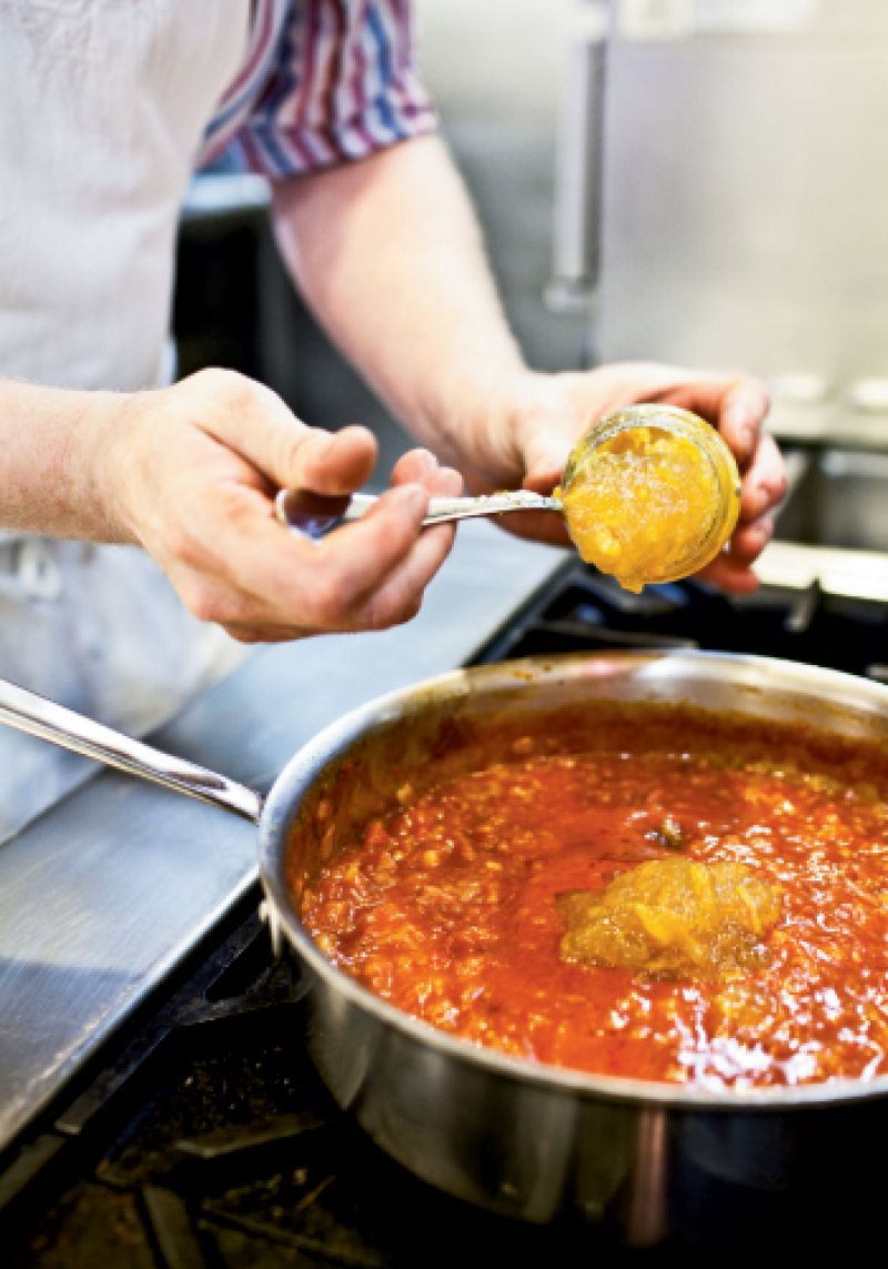 For the best tomato-orange marmalade sauce—used to sweeten spicy meatballs—make it two or three days ahead to let the flavors meld.
