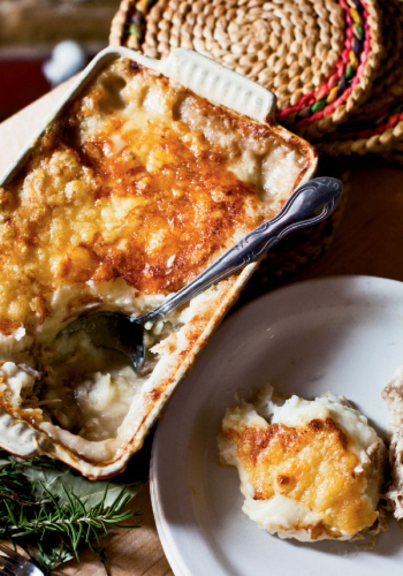 While the haché parmentier recipe calls for tender pulled pork, Perig notes that any type of meat can be layered into this French shepherd’s pie, and vegetables can easily be added to the dish.