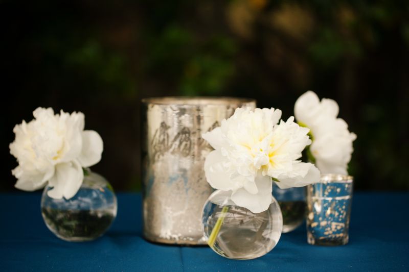 KNOW YOUR PLACE: Each pinned to a single sprig of blue muscari