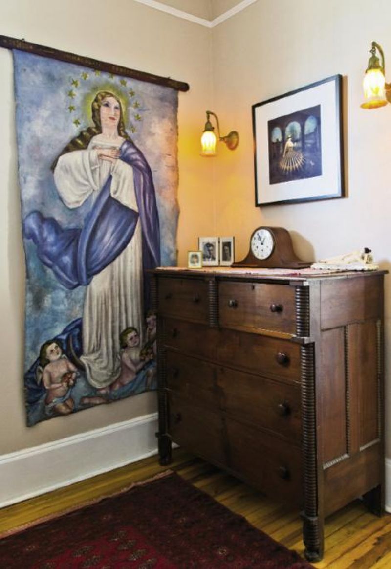 Immaculate Conception painting that likely originated in Mexico in the 1920s.