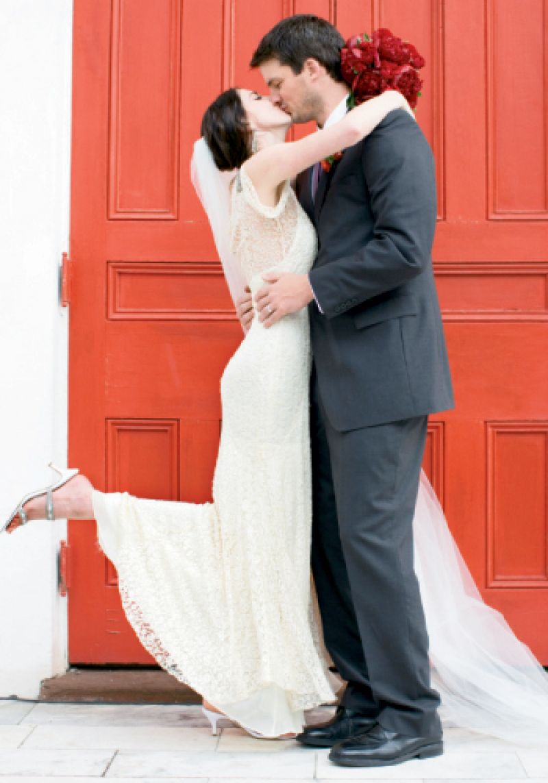 OLD SOULS: The couple share a self-professed “deep love and appreciation for ‘the way things used to be,’” says Ashley. Everything from the bride’s gown (circa 1935) to the cream-colored getaway Chevy (circa 1939) reflected their penchant for the past.